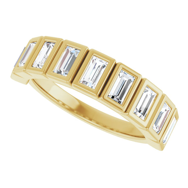 10K Gold Straight Baguette Natural Diamond Bezel-Set Anniversary Band – 3/4–1 CTW - Yellow Gold - view 5