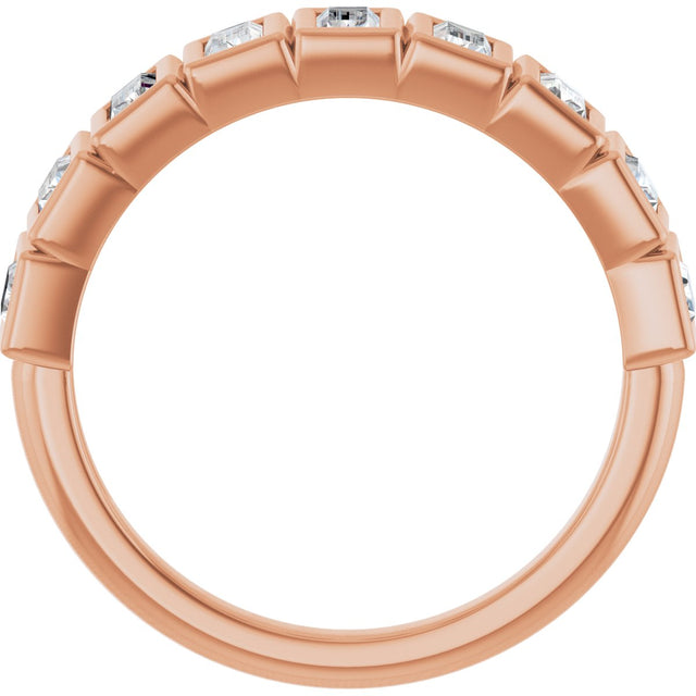 10K Gold Straight Baguette Lab-Grown Diamond Bezel-Set Anniversary Band – 9/10 CTW - Rose Gold - view 2