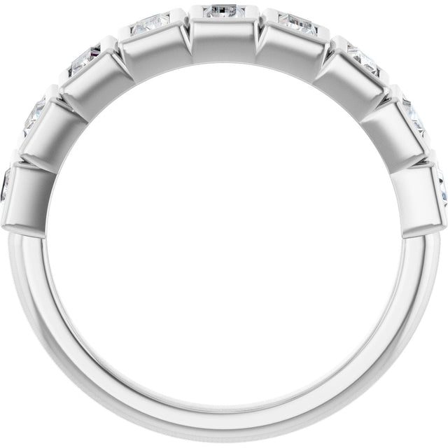 10K Gold Straight Baguette Lab-Grown Diamond Bezel-Set Anniversary Band – 9/10 CTW - White Gold - view 2