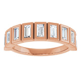14K Gold Straight Baguette Natural Diamond Bezel-Set Anniversary Band – 9/10–1 CTW - Rose Gold - view 3