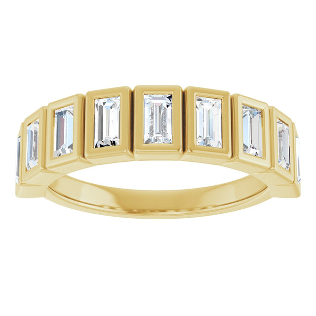 10K Gold Straight Baguette Lab-Grown Diamond Bezel-Set Anniversary Band – 9/10 CTW - Yellow Gold - view 3