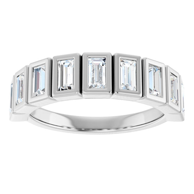 10K Gold Straight Baguette Lab-Grown Diamond Bezel-Set Anniversary Band – 9/10 CTW - White Gold - view 3