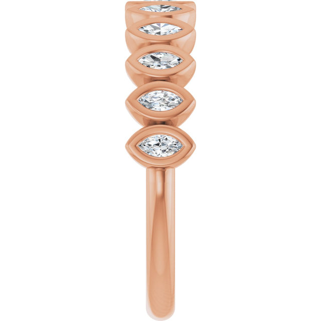 14K Gold Marquise Lab-Grown Diamond Bezel-Set Anniversary Band – 3/8–5/8 CTW - Rose Gold - view 4