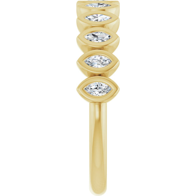 14K Gold Marquise Natural Diamond Bezel-Set Anniversary Band – 3/8–5/8 CTW - Yellow Gold - view 4