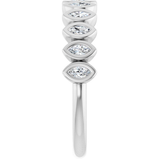 Platinum Marquise Lab-Grown Diamond Bezel-Set Anniversary Band – 3/8–5/8 CTW - view 4
