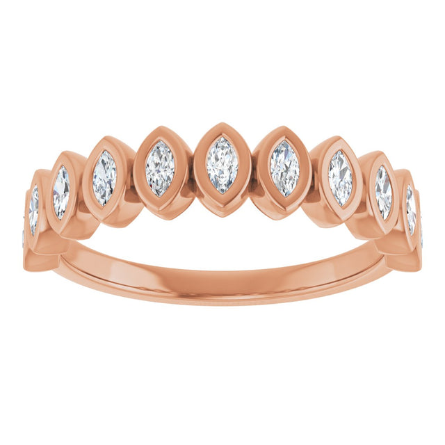 14K Gold Marquise Lab-Grown Diamond Bezel-Set Anniversary Band – 3/8–5/8 CTW - Rose Gold - view 3