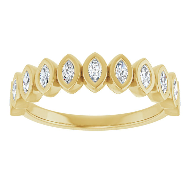 14K Gold Marquise Lab-Grown Diamond Bezel-Set Anniversary Band – 3/8–5/8 CTW - Yellow Gold - view 3