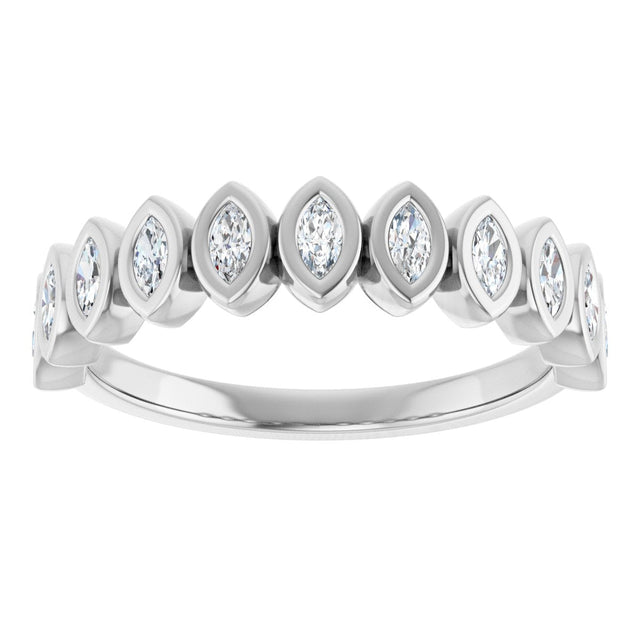 14K Gold Marquise Lab-Grown Diamond Bezel-Set Anniversary Band – 3/8–5/8 CTW - White Gold - view 3