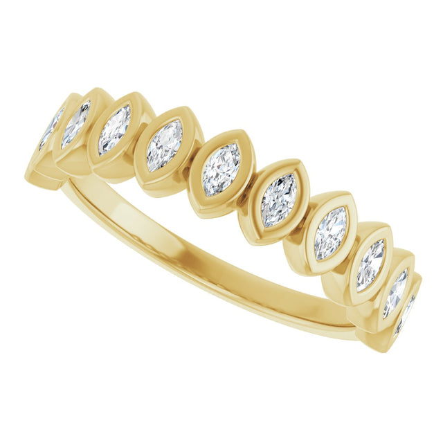 14K Gold Marquise Natural Diamond Bezel-Set Anniversary Band – 3/8–5/8 CTW - Yellow Gold - view 5