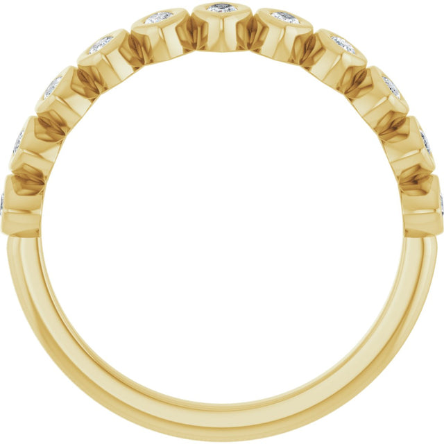 14K Gold Marquise Natural Diamond Bezel-Set Anniversary Band – 3/8–5/8 CTW - Yellow Gold - view 2