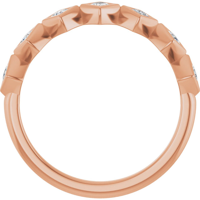 10K Gold Square Natural Diamond Bezel-Set Anniversary Band – 1/8–5/8 CTW - Rose Gold - view 2