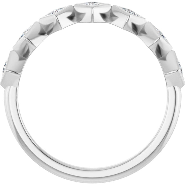 10K Gold Square Lab-Grown Diamond Bezel-Set Anniversary Band – 1/8–5/8 CTW - White Gold - view 2