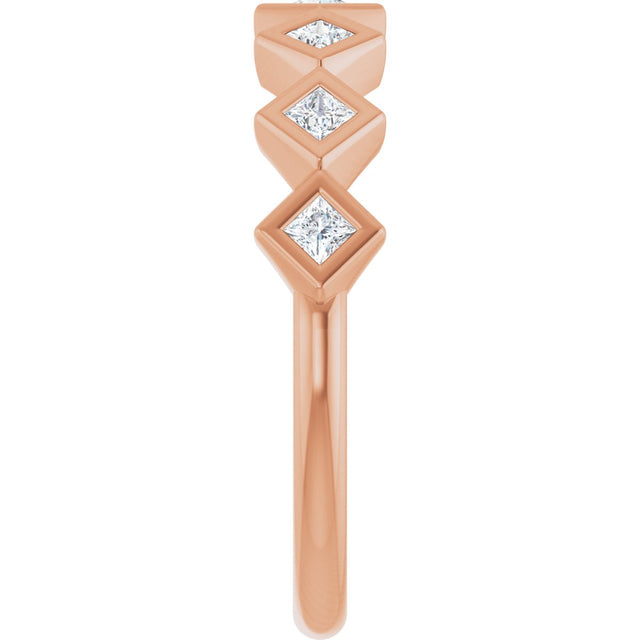 14K Gold Square Lab-Grown Diamond Bezel-Set Anniversary Band – 1/10–5/8 CTW - Rose Gold - view 4