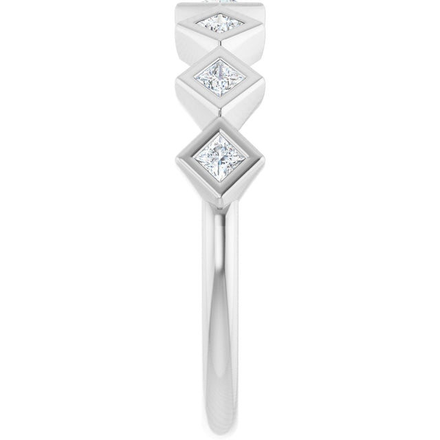 10K Gold Square Lab-Grown Diamond Bezel-Set Anniversary Band – 1/8–5/8 CTW - White Gold - view 4