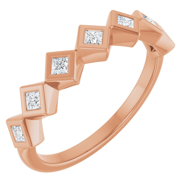 10K Gold Square Natural Diamond Bezel-Set Anniversary Band – 1/8–5/8 CTW - Rose Gold