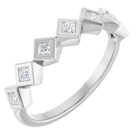 10K Gold Square Natural Diamond Bezel-Set Anniversary Band – 1/8–5/8 CTW - White Gold