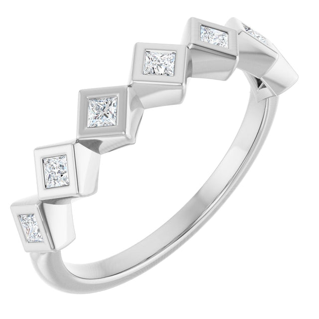 14K Gold Square Lab-Grown Diamond Bezel-Set Anniversary Band – 1/10–5/8 CTW - White Gold