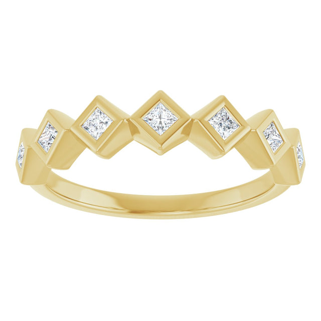 10K Gold Square Lab-Grown Diamond Bezel-Set Anniversary Band – 1/8–5/8 CTW - Yellow Gold - view 3