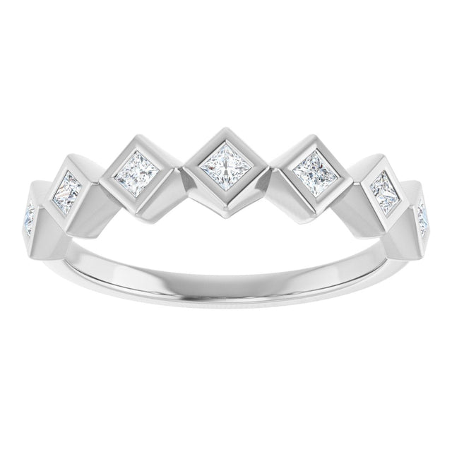 10K Gold Square Lab-Grown Diamond Bezel-Set Anniversary Band – 1/8–5/8 CTW - White Gold - view 3