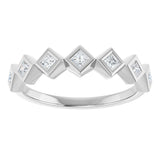 14K Gold Square Natural Diamond Bezel-Set Anniversary Band – 1/8–5/8 CTW - White Gold - view 3