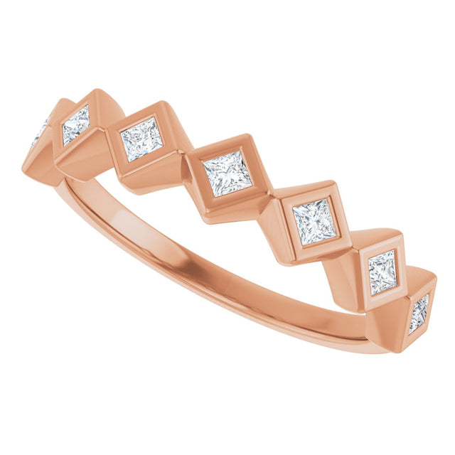14K Gold Square Lab-Grown Diamond Bezel-Set Anniversary Band – 1/10–5/8 CTW - Rose Gold - view 5