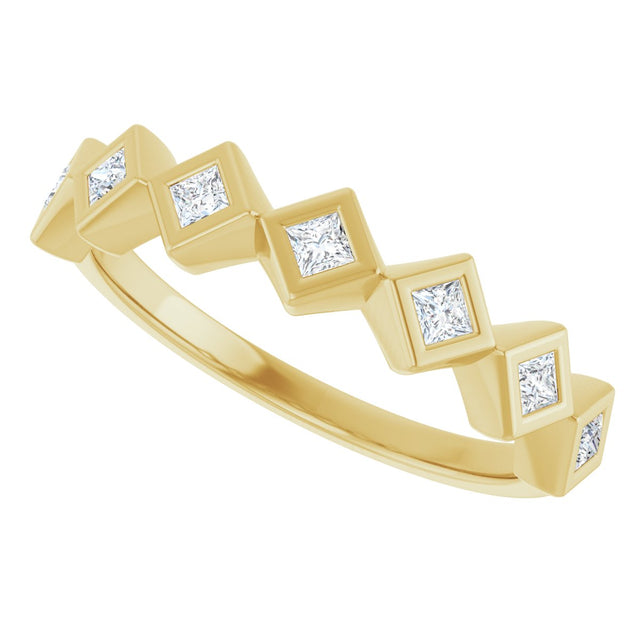 14K Gold Square Lab-Grown Diamond Bezel-Set Anniversary Band – 1/10–5/8 CTW - Yellow Gold - view 5