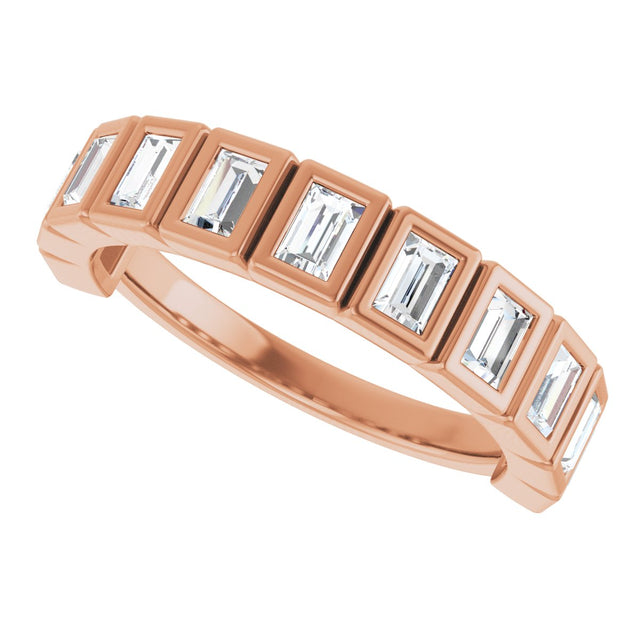 10K Gold Straight Baguette Natural Diamond Bezel-Set Anniversary Band – 3/4–1 CTW - Rose Gold - view 5