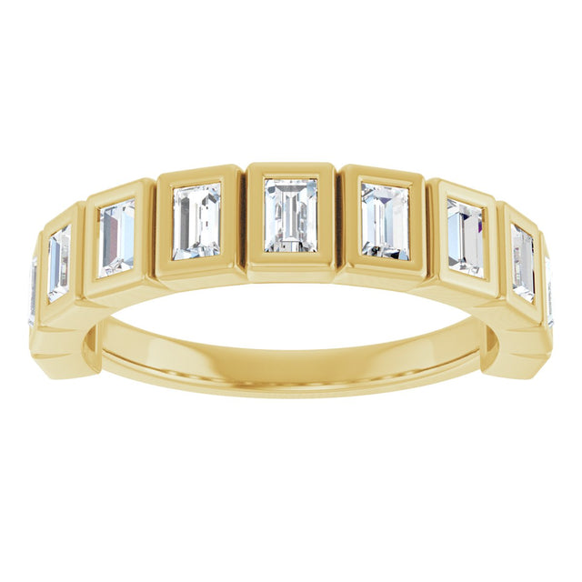 14K Gold Straight Baguette Natural Diamond Bezel-Set Anniversary Band – 1/4–7/8 CTW - Yellow Gold - view 3