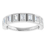10K Gold Straight Baguette Lab-Grown Diamond Bezel-Set Anniversary Band – 9/10 CTW - White Gold - view 3