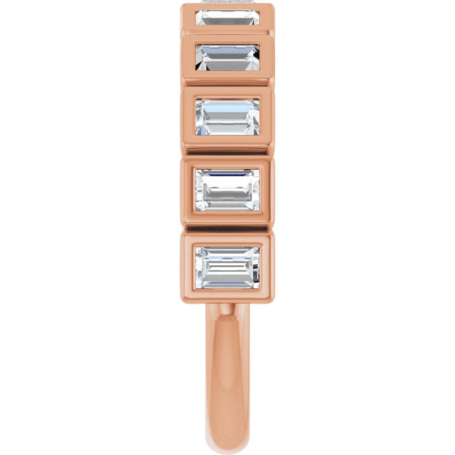 10K Gold Straight Baguette Natural Diamond Bezel-Set Anniversary Band – 3/4–1 CTW - Rose Gold - view 4