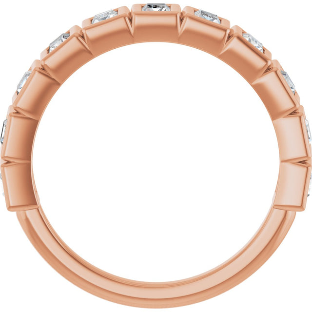 10K Gold Straight Baguette Lab-Grown Diamond Bezel-Set Anniversary Band – 9/10 CTW - Rose Gold - view 2