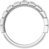 10K Gold Straight Baguette Natural Diamond Bezel-Set Anniversary Band – 3/4–1 CTW - White Gold - view 2