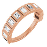 14K Gold Straight Baguette Natural Diamond Bezel-Set Anniversary Band – 1/4–7/8 CTW - Rose Gold