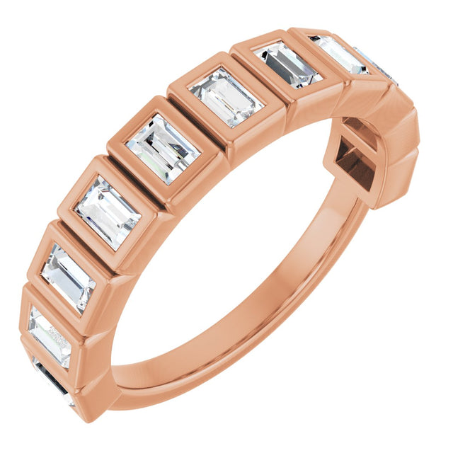 14K Gold Straight Baguette Natural Diamond Bezel-Set Anniversary Band – 1/4–7/8 CTW - Rose Gold