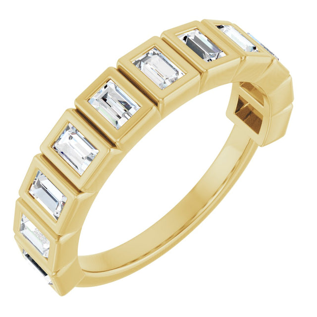 10K Gold Straight Baguette Natural Diamond Bezel-Set Anniversary Band – 3/4–1 CTW - Yellow Gold