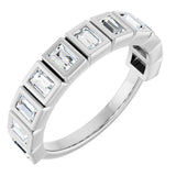 10K Gold Straight Baguette Natural Diamond Bezel-Set Anniversary Band – 3/4–1 CTW - White Gold