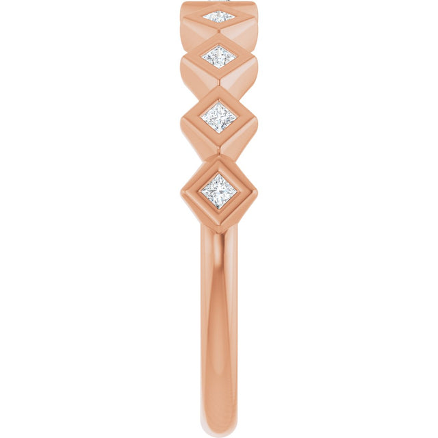 10K Gold Square Lab-Grown Diamond Bezel-Set Anniversary Band – 1/8–5/8 CTW - Rose Gold - view 4