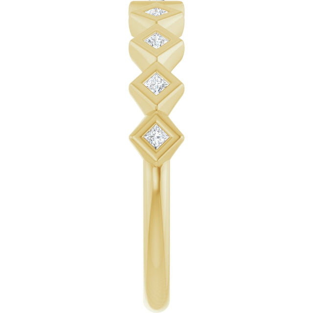 10K Gold Square Lab-Grown Diamond Bezel-Set Anniversary Band – 1/8–5/8 CTW - Yellow Gold - view 4