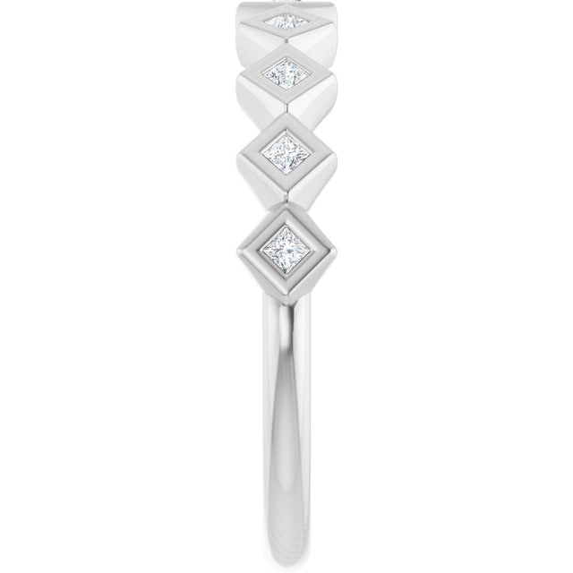 10K Gold Square Lab-Grown Diamond Bezel-Set Anniversary Band – 1/8–5/8 CTW - White Gold - view 4