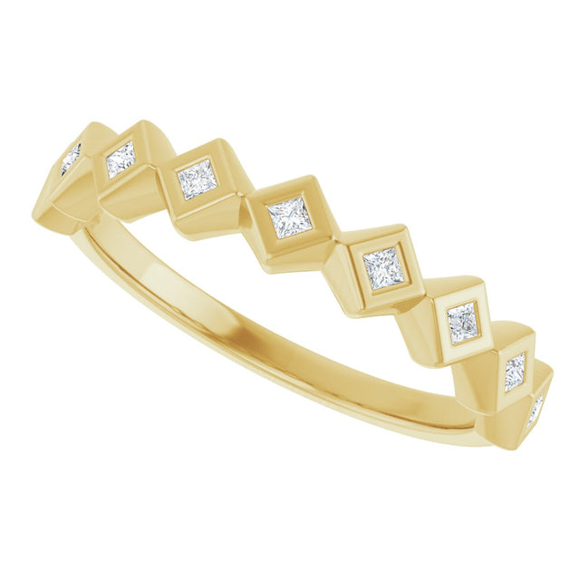 10K Gold Square Lab-Grown Diamond Bezel-Set Anniversary Band – 1/8–5/8 CTW - Yellow Gold - view 5
