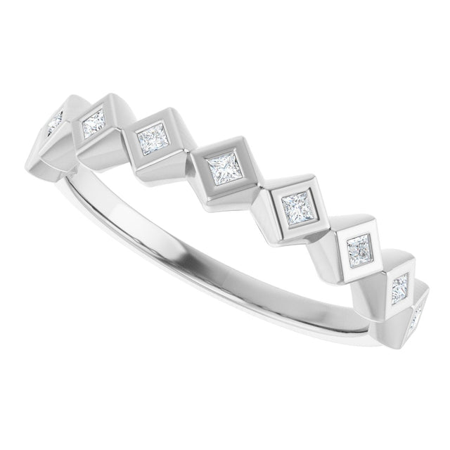 10K Gold Square Lab-Grown Diamond Bezel-Set Anniversary Band – 1/8–5/8 CTW - White Gold - view 5