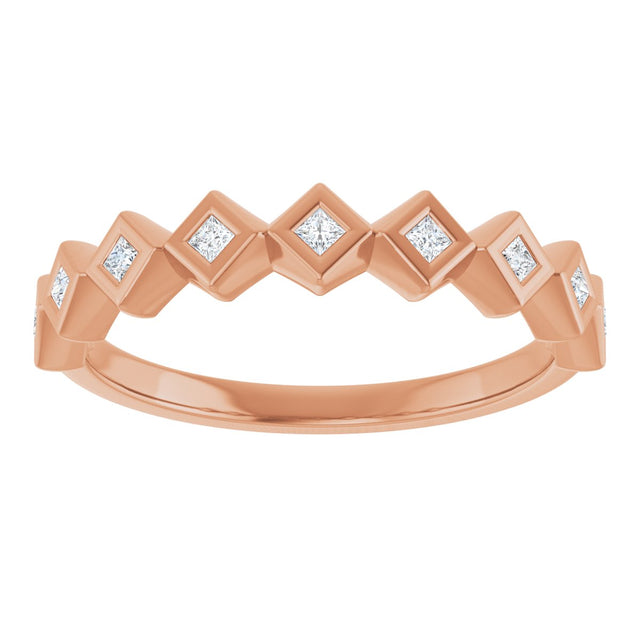 14K Gold Square Natural Diamond Bezel-Set Anniversary Band – 1/8–5/8 CTW - Rose Gold - view 3