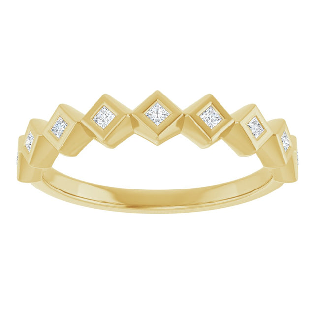 10K Gold Square Lab-Grown Diamond Bezel-Set Anniversary Band – 1/8–5/8 CTW - Yellow Gold - view 3