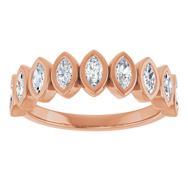 14K Gold Marquise Natural Diamond Bezel-Set Anniversary Band – 3/8–5/8 CTW - Rose Gold - view 3