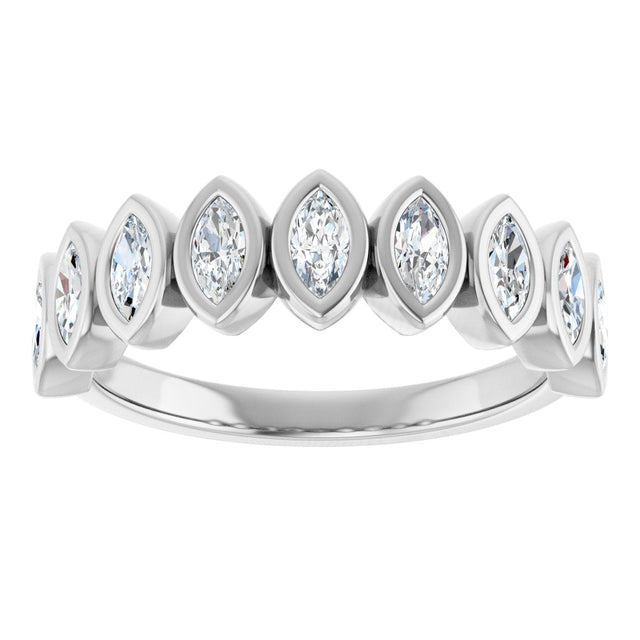 Platinum Marquise Lab-Grown Diamond Bezel-Set Anniversary Band – 3/8–5/8 CTW - view 3