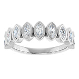 Platinum Marquise Natural Diamond Bezel-Set Anniversary Band – 3/8–5/8 CTW - view 3