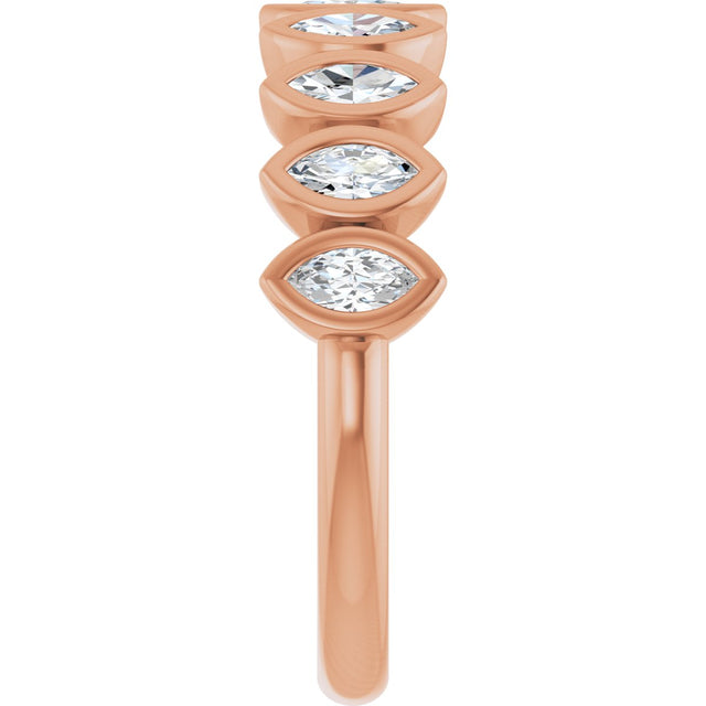 14K Gold Marquise Natural Diamond Bezel-Set Anniversary Band – 3/8–5/8 CTW - Rose Gold - view 4