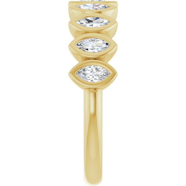 14K Gold Marquise Lab-Grown Diamond Bezel-Set Anniversary Band – 3/8–5/8 CTW - Yellow Gold - view 4