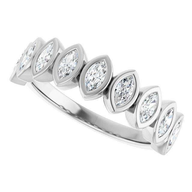Platinum Marquise Lab-Grown Diamond Bezel-Set Anniversary Band – 3/8–5/8 CTW - view 5