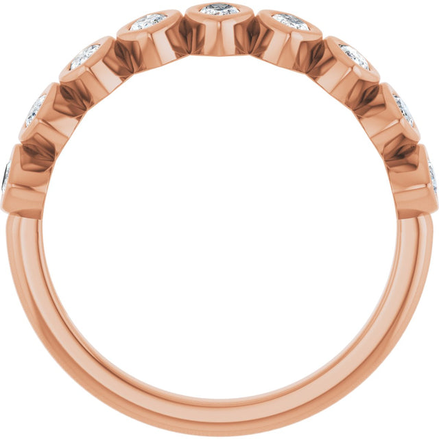 14K Gold Marquise Lab-Grown Diamond Bezel-Set Anniversary Band – 3/8–5/8 CTW - Rose Gold - view 2